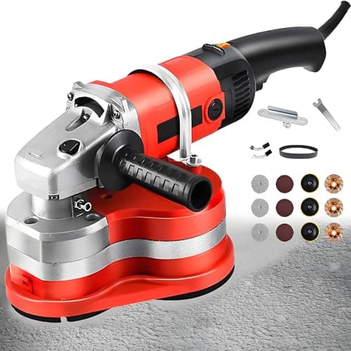 Image of HEIHEIZI New Upgrade 3-Head Concrete Grinder Set, 4" Concrete Floor Grinder, 4200W Concrete Surf-aces Planer with 6 Speed Control, Shroud for Grinding Concrete Cement Marble Granite,110V/220V