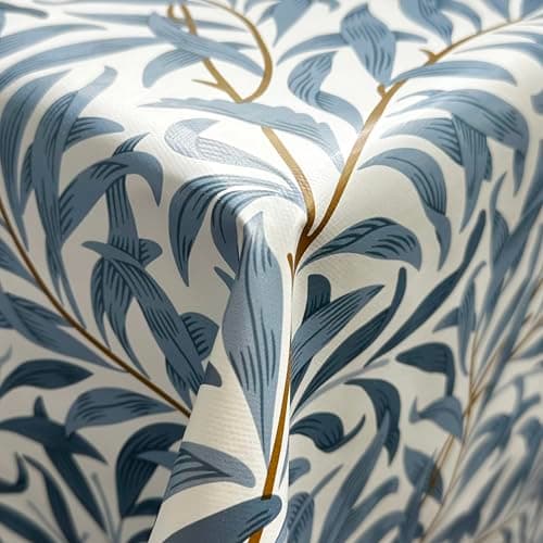 Image of Glamour Secrets William Morris- Willow Bough Blue PVC Printed Pattern Tablecloth Material Fabric Metre