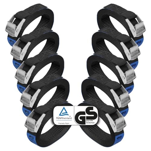 Image of Lashing Strap Tension Belt Buckle Strap - Black - in different lengths and quantities loadable up to 250 kg DIN EN 12195-2, 10 pieces 2.5 cm x 1 m