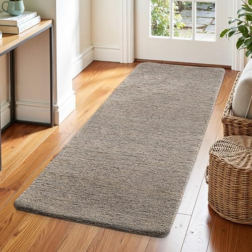 Image of DEXI Runner Rugs for Hallway 60 x 180 cm, Non-slip Dirt Trapper Door Mat Indoor, Machine Washable, Super Absorbent Entrance Mats Soft Floor Carpet Rug, Brown-Blue