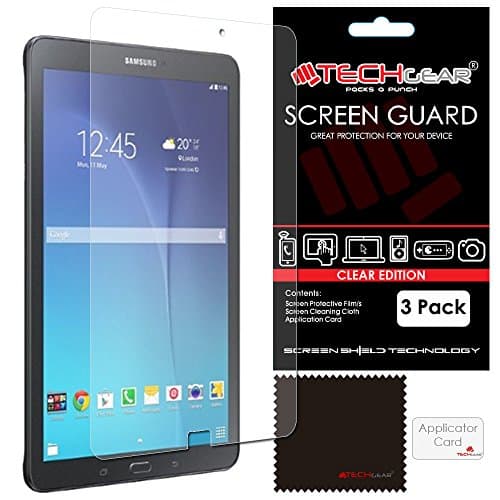 Image of TECHGEAR [3 Pack] Screen Protectors for Samsung Galaxy Tab E 9.6 Inch - Clear Lcd Screen Protectors for Galaxy Tab E 9.6" (SM-T560, SM-T561, SM-T565) With Cleaning Cloth & Application Card