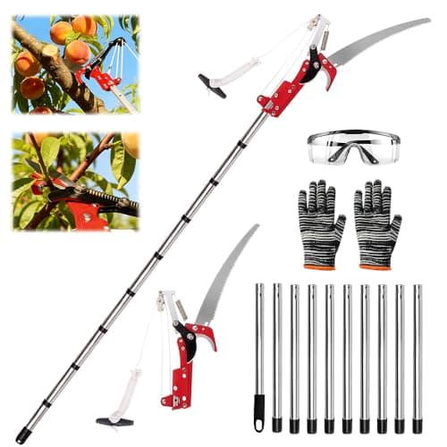 Image of WDKXCN Tree Loppers Long Reach Telescopic, 4.2M Aluminium Relescopic Tree Loppers, 2 in 1 Telescopic Lopper with Extendable Handle and 35CM Saw, Pruner Cutters for Yard Garden Patios Branches