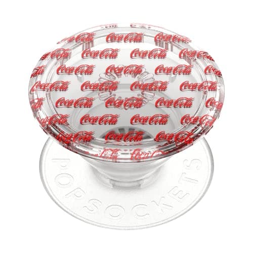 Image of PopSockets x Coca-Cola: PopGrip - Expanding Stand and Grip with a Swappable Top for Smartphones and Tablets - Coca-Cola Clear Logo