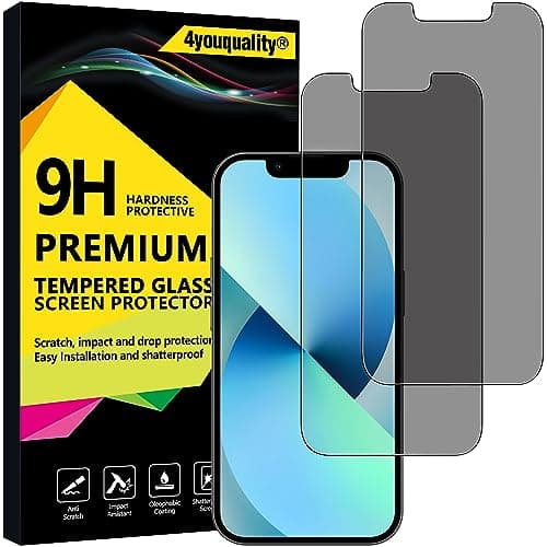 Image of 4youquality Privacy Screen Protector for iPhone 13 Mini (5.4-Inch), Anti Spy Tempered Glass Film, 2-Pack, [LifetimeSupport][Anti-Spy][Impact-Resistant][Anti-Scratch]