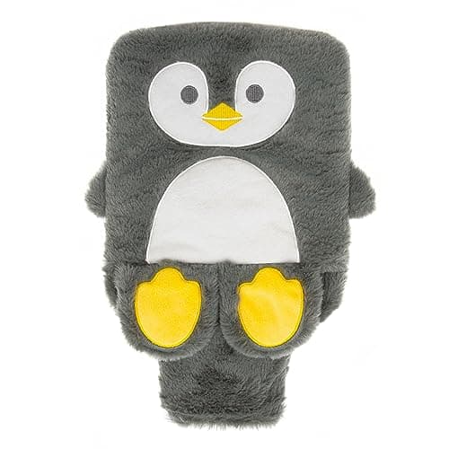 Image of Night Owl Cute Plush Novelty Animal Hot Water Bottle/Fox or Penguin/Hand Warming Pouch/Provides Warmth and Pain Relief / 2L Capacity (Penguin)