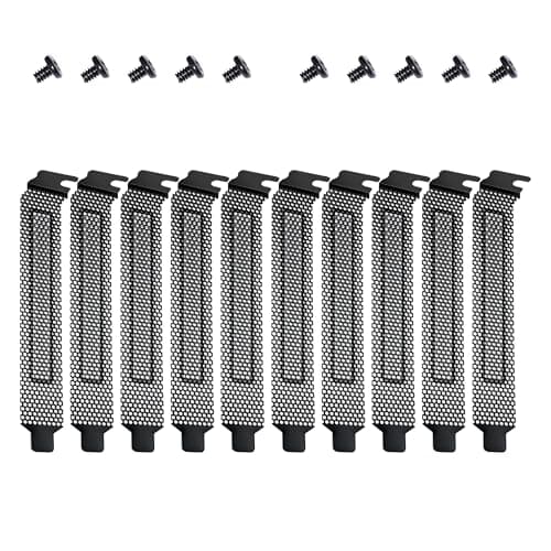 Image of YIMATEECO PCI Slot Covers, 10Pcs Hard Steel PCI Slot Cover Dust Filter Bracket Computer Case Expansion Blank Plate Dustproof Filter with Screws for PC Computer Case (120 * 20mm, Black, 10 Pack)
