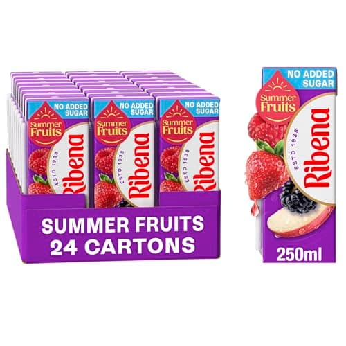 Image of Ribena Summer Fruits No Added Sugar Cartons - Multipack 24x 250ml | Real Fruit | Rich In Vitamin C | No Artificial Colours or Flavours | Ready to Drink