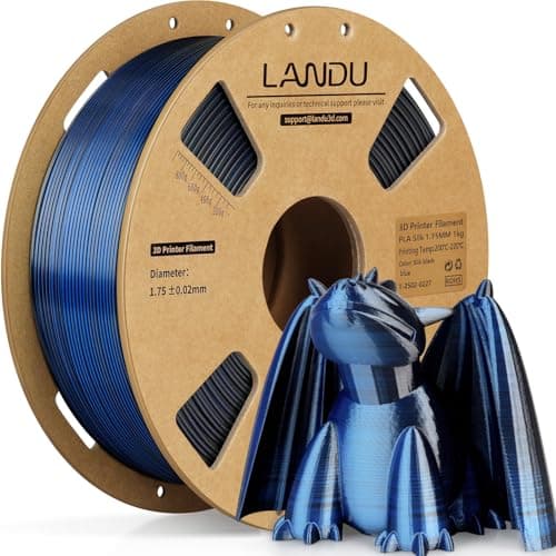 Image of LANDU Silk Dual Color PLA 3D Printer Filament 1.75mm,Shiny Silk Black Blue PLA 3D Printing Filament,Dimensional Accuracy +/- 0.02mm Multicolor PLA 1kg (2.2lbs) Fits for Most 3D Printers