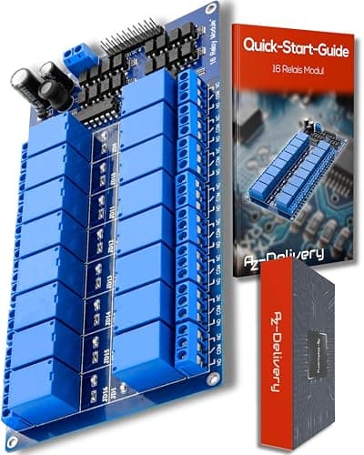 Image of AZDelivery 16 Channel Relay Module DC 12V with Optocoupler Low Level Trigger Relay Module Board compatible with Arduino Including E-Book!