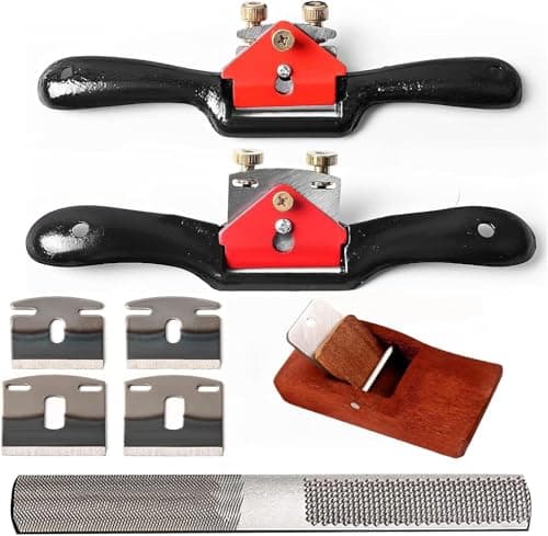 Image of Adjustable Spokeshave Set - 2pcs Spokeshave, 6pcs Metal Blade, Portable Woodworking Planes and 4-Way Wood Rasp File, Perfect for Wood Craft and Woodworking