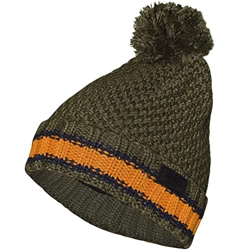 Image of Regatta Kids Davin Knit Knitted Fleece Lined Bobble Hat - Dark Khaki - 4-6 Yrs