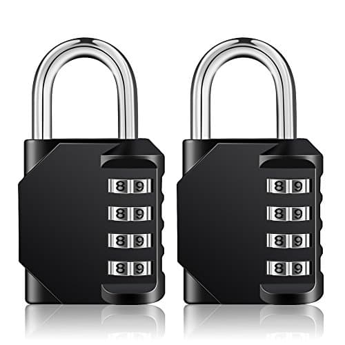 Image of ZHEGE Combination Padlocks, Locker Locks, 4 Digit Combination Locks, Gym Padlocks, School Locker Padlocks, Resettable Weatherproof Combo Locks Outdoor for Backyard Gate, Shed, Fence (Black, 2 Pack)