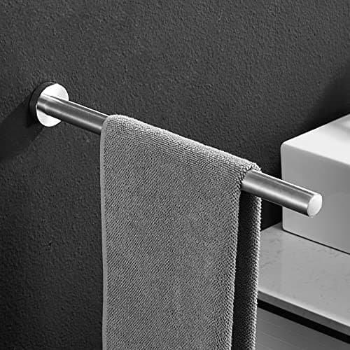 Image of Athyior 40cm Towel Bar Wall Mounted - SUS 304 Stainless Steel Towel Holder with Screws Hand Towel Rail Brushed Chrome Finish Rack for Bathrooms Kitchen Toilet Heavy Duty - Single Arm, Silver