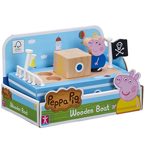Image of PEPPA PIG GRANDPA PIGS WOODEN BOAT, Sustainable FSC Certified Wooden Toy, Preschool Toy, Imaginative Play, Gift For 2-5 Year Old