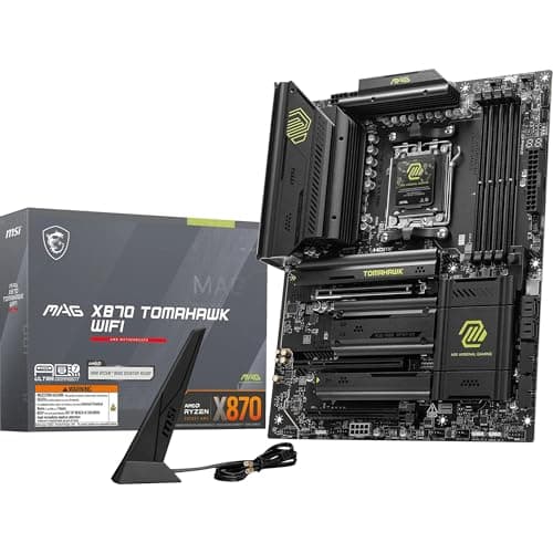 Image of MSI MAG X870 TOMAHAWK WIFI Motherboard, ATX - Supports AMD Ryzen 9000/8000 / 7000 Processors, AM5-80A SPS VRM, DDR5 Memory Boost 8400+MT/s (OC), PCIe 5.0 x16 & 4.0 x16, M.2 Gen5, Wi-Fi 7, 5G LAN