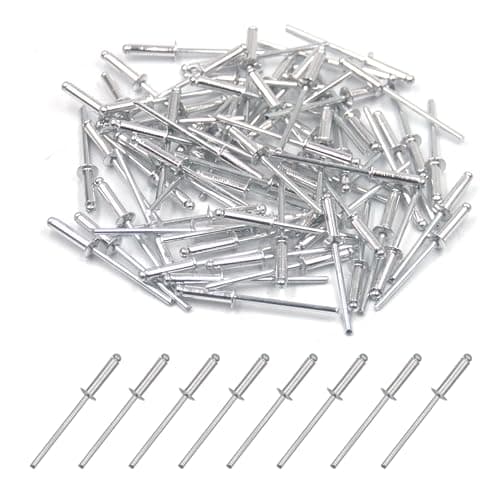 Image of BESTYCHAO 100pcs Aluminium Blind Rivet 3.2mm x 12.7mm, Open End Rivet Pop Rivet, Pack of 100 (Silver)
