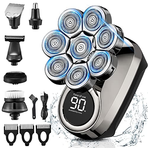 Image of Electric Head Shaver for Men, 8D Upgraded 6-in-1 Head Shaver for Bald Men, Waterproof Wet/Dry Electric Shaver Razor Beard Grooming Kit Cordless Rechargeable
