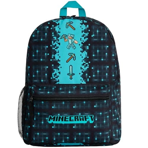 Image of Minecraft Backpack for Kids Teenagers Gaming Rucksack School Bag Creeper Daypack Travel Bag for Days Out PE Sports Gamer Gifts (Blue)