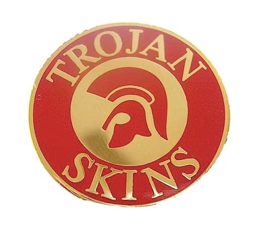 Image of Trojan Skins Circle Enamel Pin Badge Red