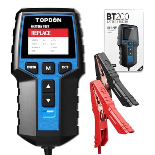Image of TOPDON Car Battery Tester BT200-A, 12V/24V Battery Tester 100-2000CCA, with Battery Cranking Charging Tests, for Cars Motorcycles Boats SUVs Trucks, for Both Professionals and DIYers