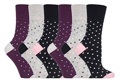 Image of Gentle Grip - 6 Pairs of Cotton Rich Everyday Ladies Non Elastic Socks | Soft Top (4-8 UK, GG133)
