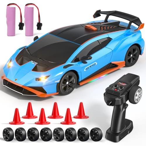 Image of Lamborghini RC Drift Car, 1:24 Mini 4WD Remote Control Drift Cars with Full Proportional Throttle and LED Light, 25 KM/H Toy Car with Speed Adjustment, Toys Gifts for 6 7 8 9 10 11 12 Year Old Boy