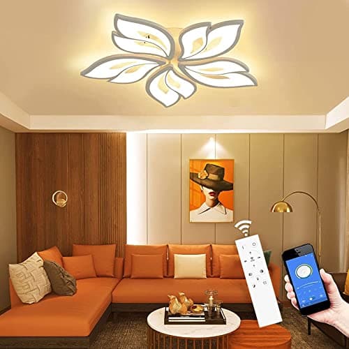 Image of LED Ceiling Light Dimmable 40W-80W - Modern Living Room & Bedroom Lamp with Remote Control App, Colour Changing, Energy Saving