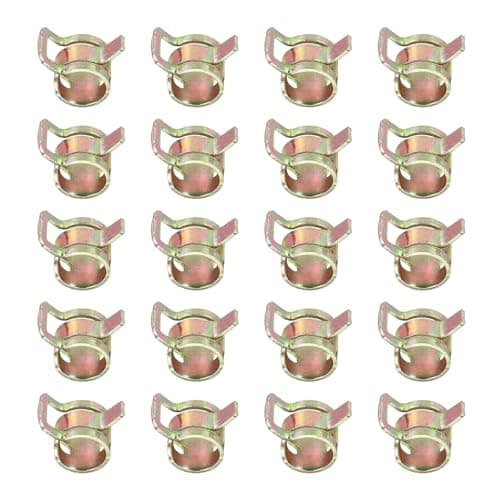 Image of PATIKIL Spring Band Hose Clamps for 8.5-9.2mm OD Hose, 20 Pack Silicone Vacuum Constant Tension Band Clips for Fuel Line Silicone Air Hose Tube Water Pipe, Gold