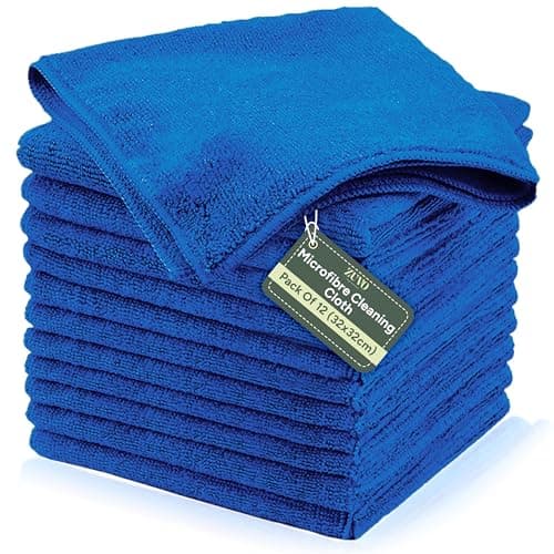 Image of Zuvo Microfibre Cleaning Cloth 12 Pack - Lint-Free Car Cleaning Cloths for Paint, Glass & Interior | 32×32 cm, Blue