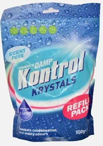 Image of Kontrol Refill Moisture Trap Damp Mould Absorber Crystals - Hygroscopic Calcium Chloride Dehumidifier for Condensation, Mildew, and Odor Removal - 2.5kg, 1kg, 0.5kg (500 Grams)
