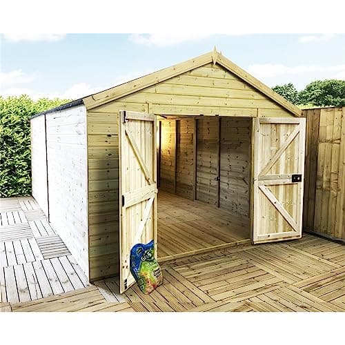 Image of 10 x 8 WINDOWLESS T&G Apex Wooden Workshop/Garden Shed + Double Doors (10' x 8' / 10ft x 8ft) (10x8)
