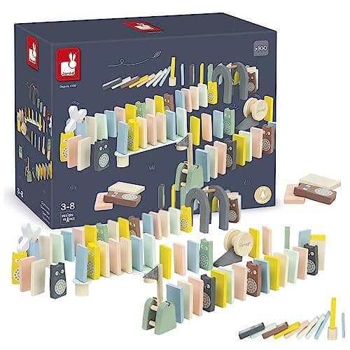 Image of Janod - Wooden Dominoes - Sweet Cocoon Collection - Early-Learning and Early Years Toy, water-based paint - Skill Toy - Teaches Fine Motor Skills Learning and Concentration - Ages 3 and up - J04404