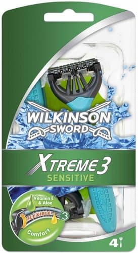 Image of Wilkinson Sword 70057070 Mens Xtreme 3 Sensitive Comfort Disposable Razor 4s