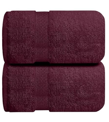 Image of Opulent Dreams 100% Egyptian Cotton Towel Sets – Soft, Absorbent, Quick-Dry – Includes Bath Sheets, Bath Towels, Hand Towels, Flannels – Luxuriously Easy to Wash (Maroon, Bath Sheet (Pack of 2))