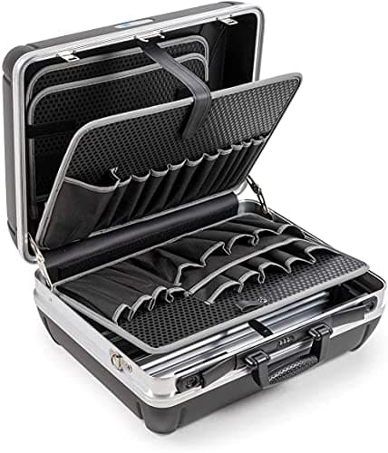 Image of B&W International Black Portable Tool Box, 38 Compartments, HDPE & Aluminium, 35L, 6.3kg, 49.5 x 43 x 21.5cm, 30kg Load Capacity, Airworthy, Tool Board & Cover Board, Combination Lock, Shoulder Strap