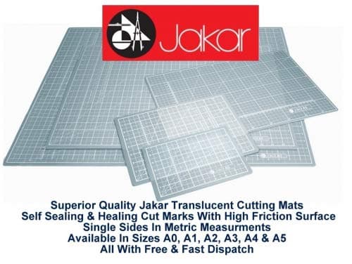 Image of Jakar A3 Translucent Self Healing Sealing Cutting Mat Single Sided Metric cm mm Non Slip Printed Square Grid Line Professional Quality (450 X 300 X 3mm)