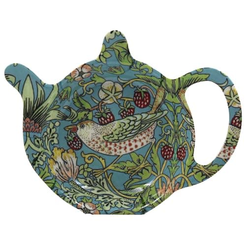 Image of The Leonardo Collection William Morris Strawberry Thief Teabag Tidy for Home & Kitchen | Decorative Tea Pots Gift for Women & Men | Durable Fine China Teapot for Daily Use