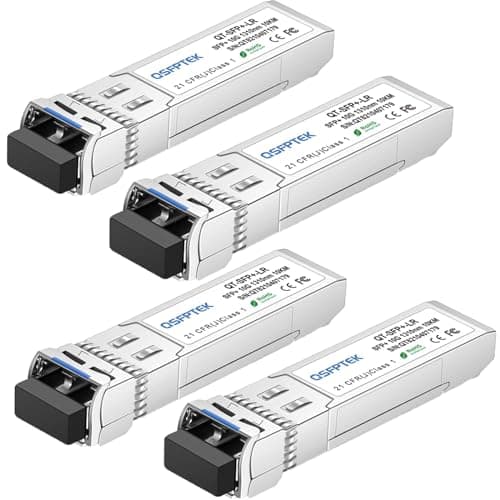 Image of QSFPTEK 4Pack 10G-LR 10km SFP+ Module 10GBASE-LR 1310nm 10km DDM LC 10gb SFP+ Transceiver for Cisco SFP-10G-LR, Ubiquiti UF-SM-10G, Mikrotik, Netgear, Zyxel, Qnap NAS, D-Link, and Other Open Switches