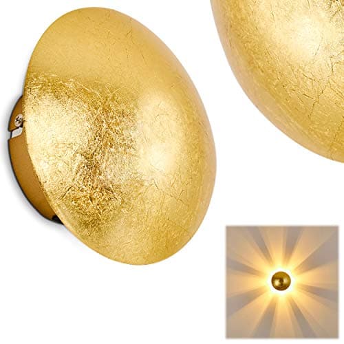 Image of Wall lamp Mezia, Round wall lamp of Metal in Gold with Light Play on the wall, 1 x G9, Indoor wall Light with ray Effect in Structure Gold Optics, Without Bulbs