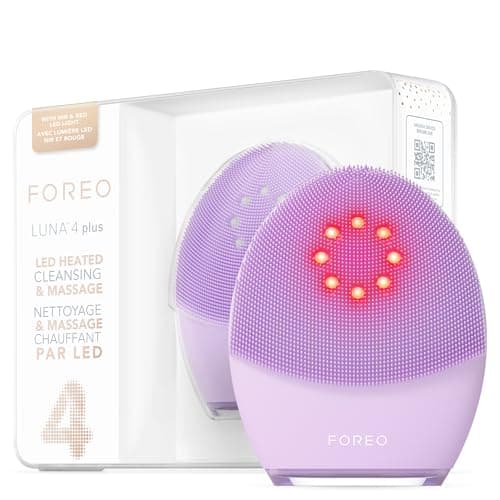 Image of FOREO Luna 4 Plus Facial Cleansing Brush - NIR + LED Red LED Mask - Deep Cleansing & Firming Silicone Brush - Antiaging Face Massager - Microcurrent Face Sculptor - Face Care Sensitive Skin
