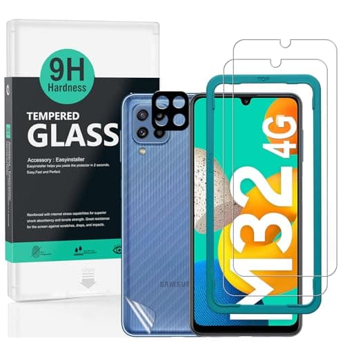 Image of Ibywind Screen Protector For Samsung Galaxy M32 4G 6.4"[2 Pack],9H Hardness Tempered Glass,With 1Pc Camera Lens Protector,Easy to Install