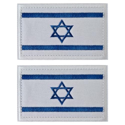 Image of AXEN Israel Flag Patch, Tactical Morale Israeli Flag Loop and Hook Design Military Uniform Emblem Patches, Pack of 2