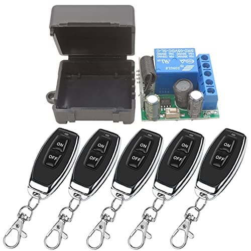 Image of DieseRC Wireless Remote Control Switch 433Mhz 5V 12V 24V 1 Channel Radio Control Relay Receiver with 5 Transmitters keyfobs Potential-Free Contacts Relay Controller