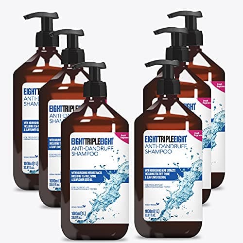Image of 6x EightTripleEight Anti-Dandruff Shampoo With Nourishing Herb Extracts Including Tea-tree, Thyme & Sunflower Seed Oil 1 Litre