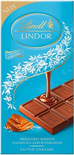 Image of Lindt Lindor Milk Chocolate Salted Caramel Bar - 100g - (Pack of 6)