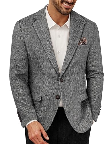 Image of PJ PAUL JONES Mens Blazers Smart Casual Vintage Blazer Jacket Wool Suit Jackets Regular Fit Blazer M Grey