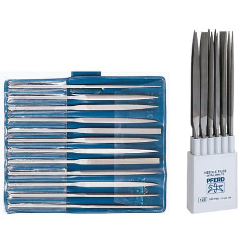 Image of Pferd Set of 12 Needle Files in Different Shapes, Length 160 mm, Swiss Cut 1, in Roll Case 266/16 C1 160 mm