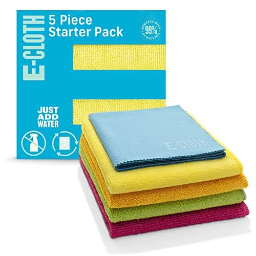 Image of E-Cloth Starter Cleaning Pack, Microfibre, Assorted Colours, 5 Cloth Set, 1 Pack