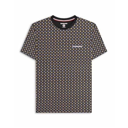 Image of Lambretta Mens Geo AOP Crew Neck Short Sleeve T-Shirt - Black/Gold - S