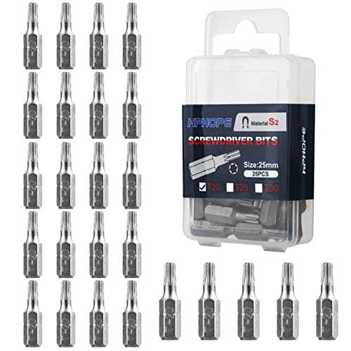 Image of HPHOPE T20 Bits, T20 Torx Bit x 25 mm, 1/4" Hex Shank Screwdriver Bits Sets, 25 Bits per Box